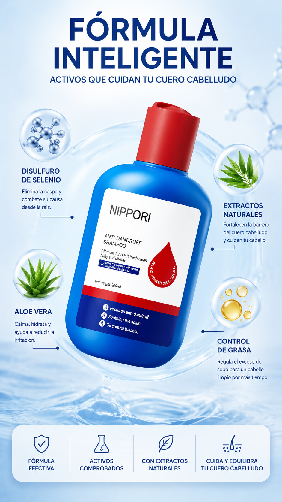 Shampoo Anticaspa y Anticebo - Nippori
