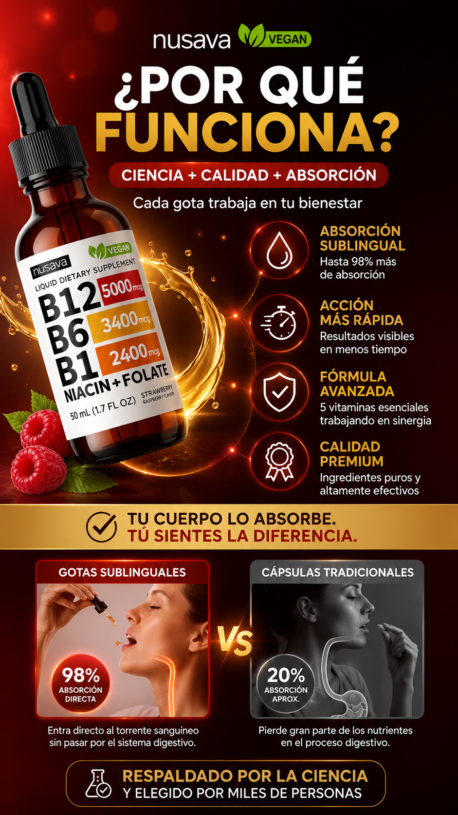 Vitamins B12 Suplemento Líquido - Nusava