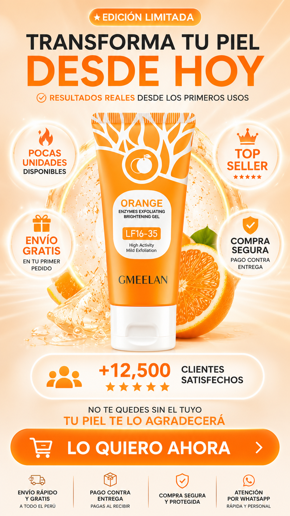 Orange Exfoliating Gel - Gmeelan | Exfoliación Suave para una Piel Más Lisa y Radiante