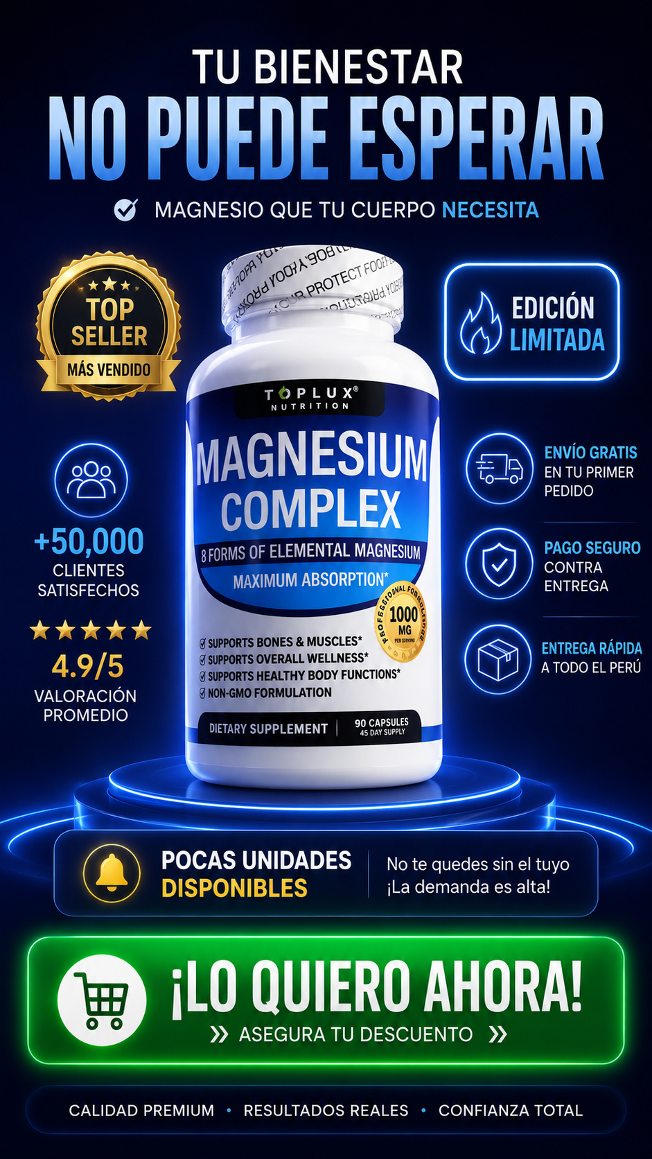 Magnesium Complex - Toplux | 8 Formas de Magnesio para tu Bienestar