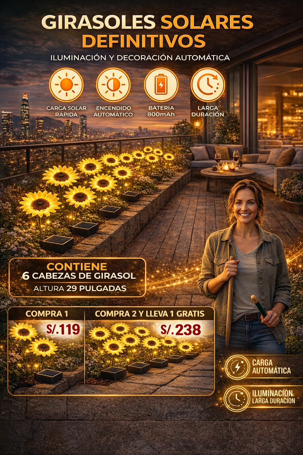 GIRASOL LED SOLAR | ILUMINA Y DECORA TU HOGAR